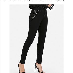 Express Sequined Black midrise stretch leggings